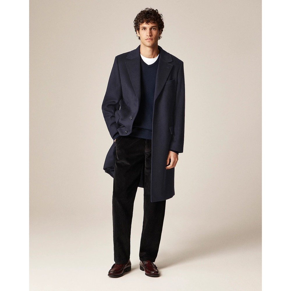 J.Crew Mens 38R Rivington Topcoat Navy Blue Wool Cashmere Italian Fabric NEW